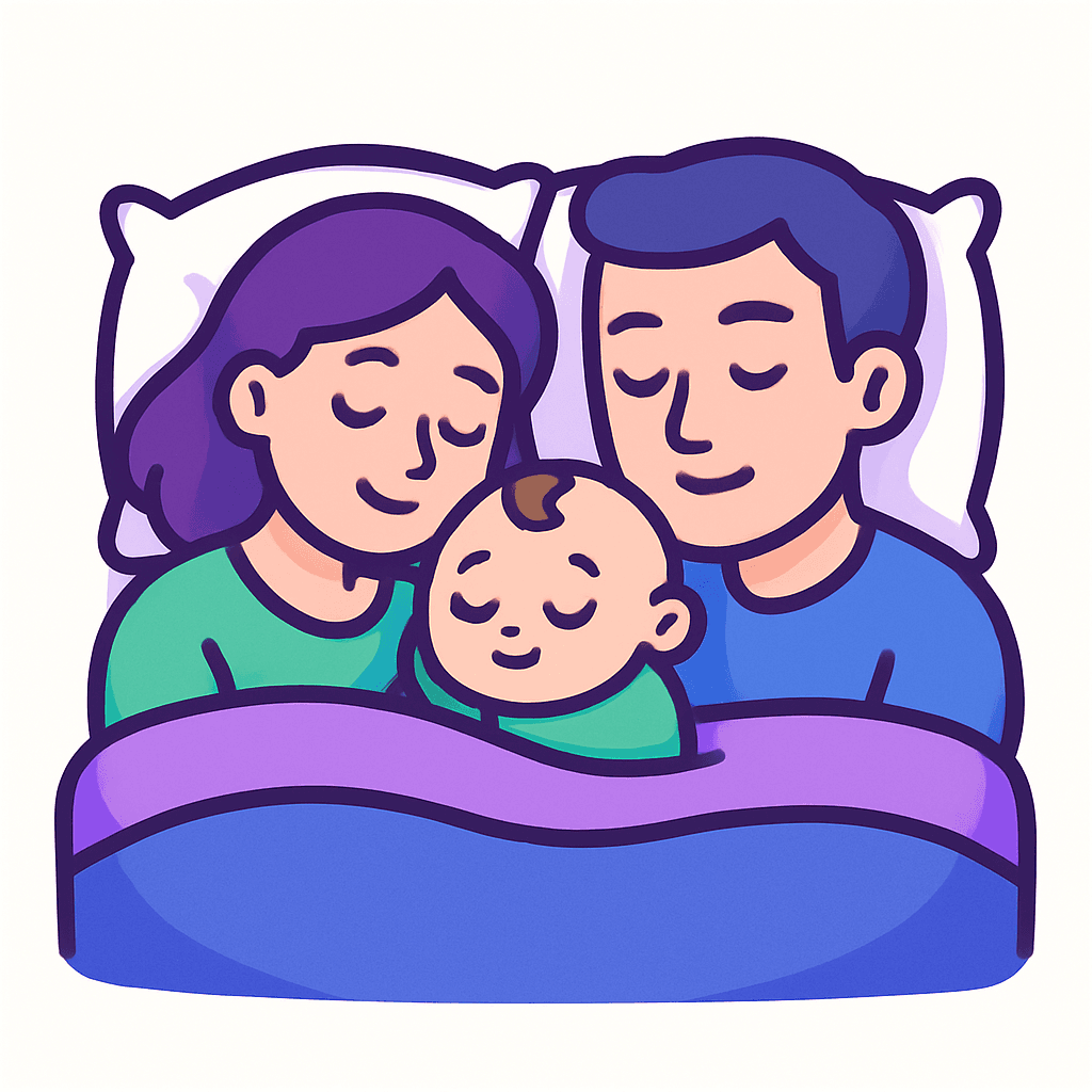 Peaceful family sleeping with baby